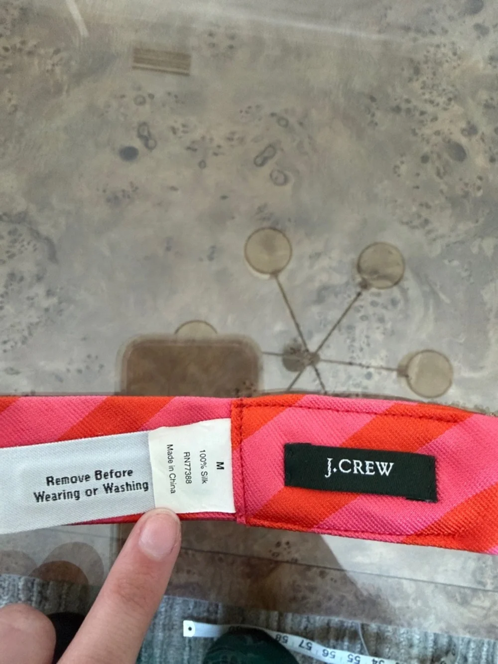 J. Crew Pink and Red Diagonal Stripe Ribbon Belt - Picture 2 of 4